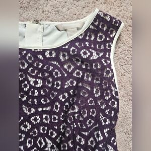 Banana Republic Purple Cream Peplum Lace Sleeveless Zippered Tank Womens SIZE 4